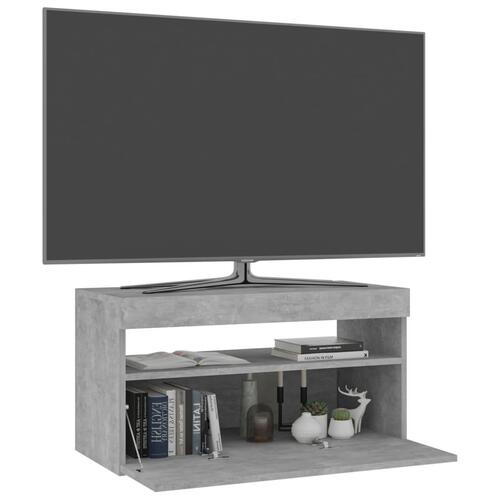 Tv-bord med LED-lys 75x35x40 cm betongrå