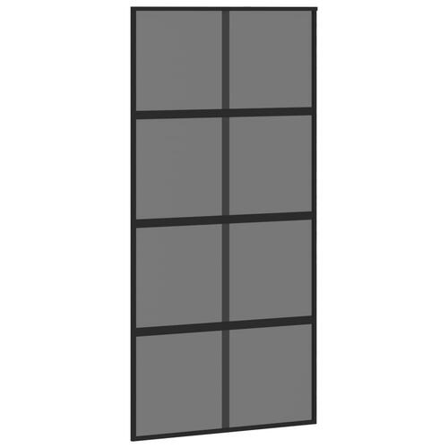 Skydedør 102,5x205 cm hærdet glas og aluminium sort