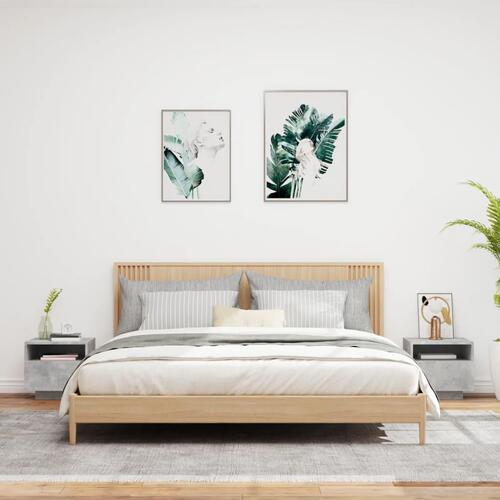 Sengeborde 2 stk. med LED-lys 40x39x37 cm betongrå