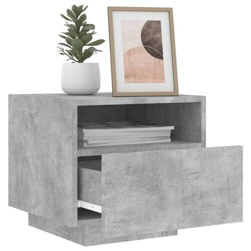 Sengeborde 2 stk. med LED-lys 40x39x37 cm betongrå