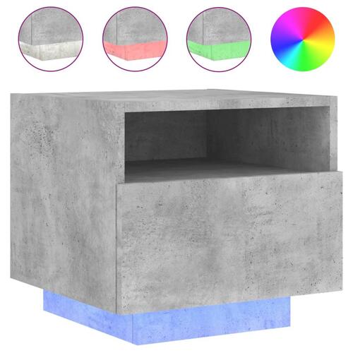 Sengeborde 2 stk. med LED-lys 40x39x37 cm betongrå