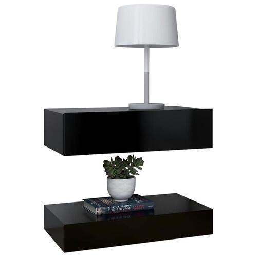 Sengebord 60x35 cm konstrueret træ sort