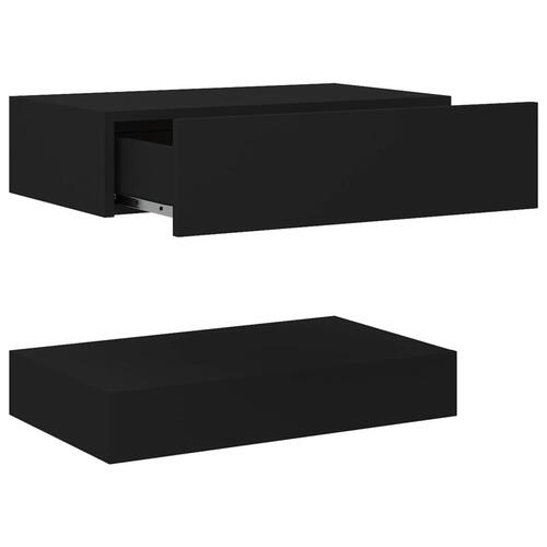 Sengebord 60x35 cm konstrueret træ sort