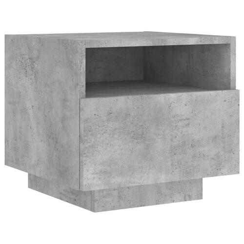 Sengeborde 2 stk. med LED-lys 40x39x37 cm betongrå
