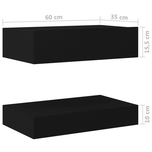 Sengebord 60x35 cm konstrueret træ sort