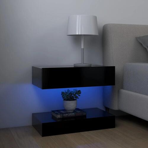 Sengeborde 2 stk. 60x35 cm konstrueret træ sort