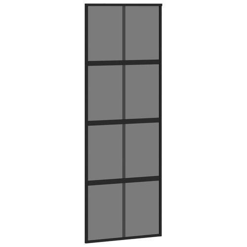 Skydedør 76x205 cm hærdet glas og aluminium sort