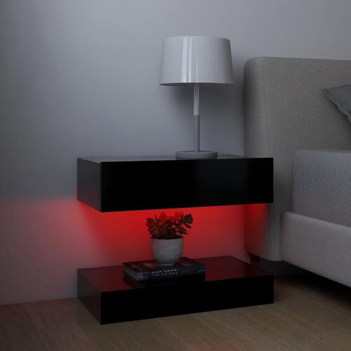 Sengeborde 2 stk. 60x35 cm konstrueret træ sort