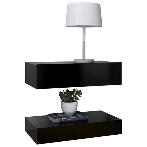 Sengeborde 2 stk. 60x35 cm konstrueret træ sort