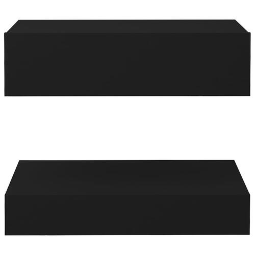 Sengeborde 2 stk. 60x35 cm konstrueret træ sort