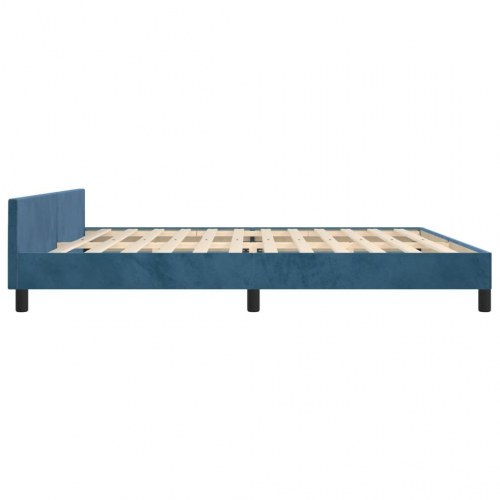 Sengeramme i fløjl med sengegavl - mørkeblå 200 × 200 cm