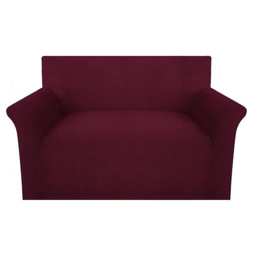 Stræk sofacover bourgogne polyester rib strikket stof