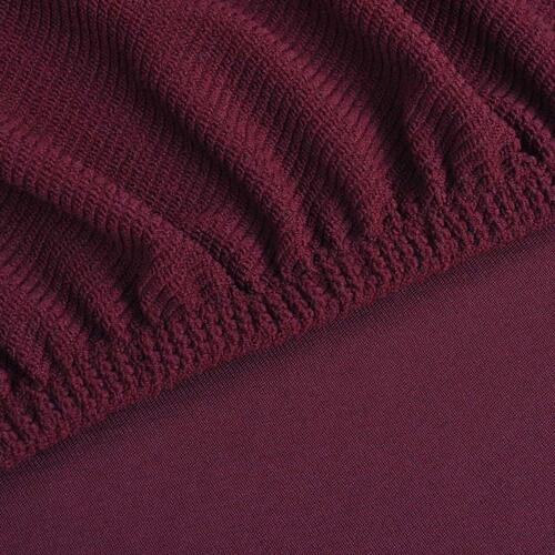 Stræk sofacover bourgogne polyester rib strikket stof