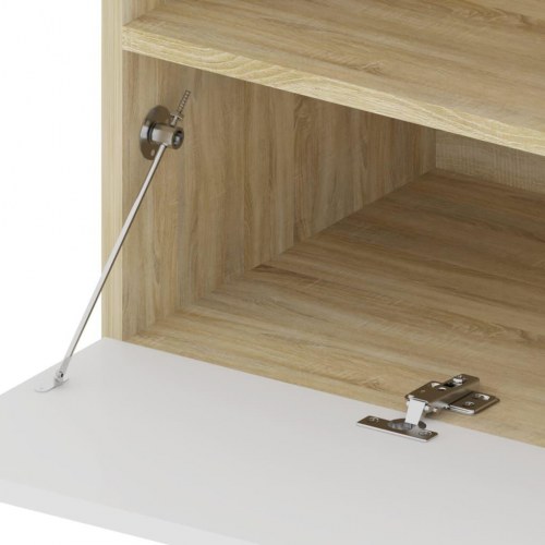 Tv-bord med LED-lys 75x35x40 cm hvid og sonoma-eg