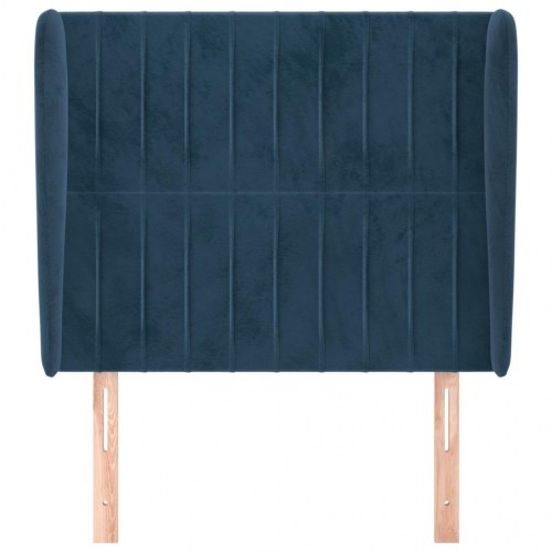 Sengegavl med kanter i fløjl - mørkeblå, 103 x 23 x 118/128 cm