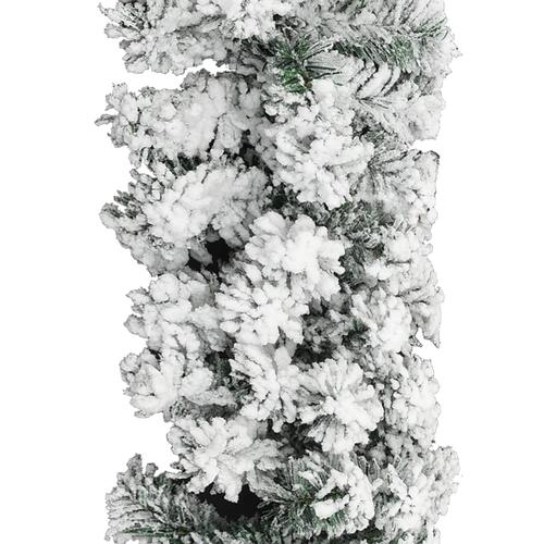 Juleguirlande med puddersne 5 m PVC grøn