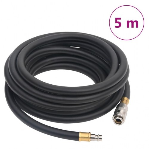 Hybrid luftslange 5 m - gummi og PVC, 3/8" kobling, sort