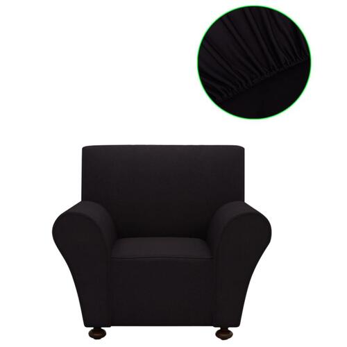 Sofaovertræk, stræk, sort, polyesterjersey