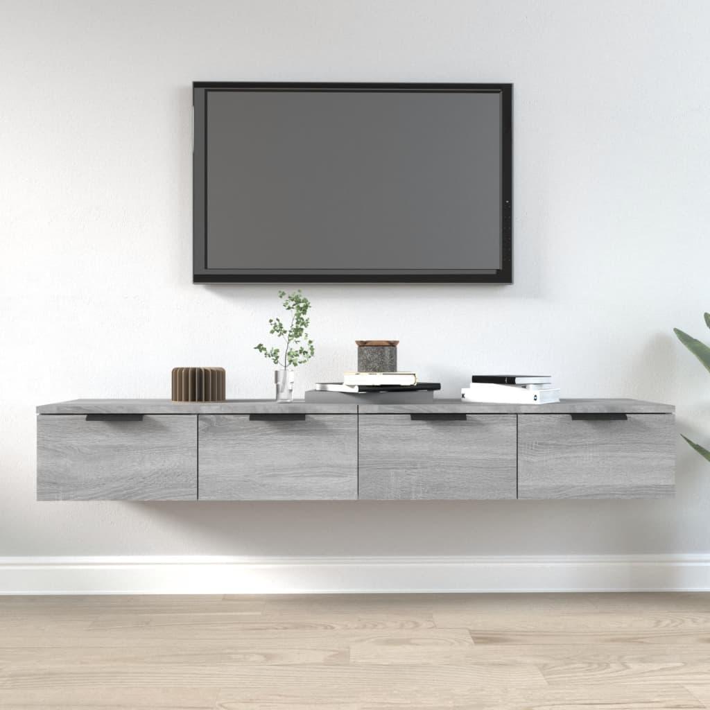 Vægskabe 2 stk. 68x30x20 cm konstrueret træ grå sonoma-eg