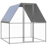 Hønsebur 2x2x2 m galvaniseret stål sølvfarvet og grå