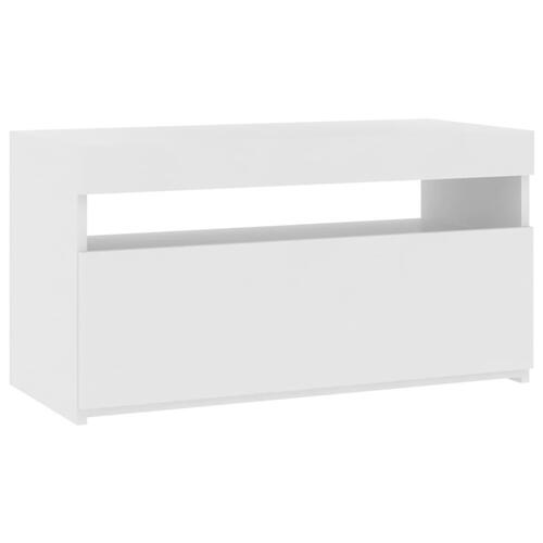 Tv-bord med LED-lys 75x35x40 cm hvid højglans