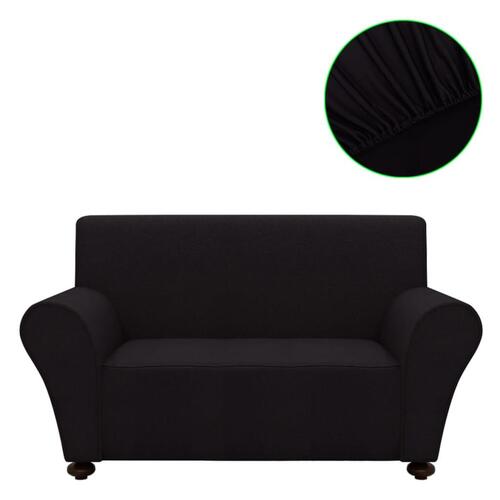 Sofabetræk elastisk polyesterjersey sort