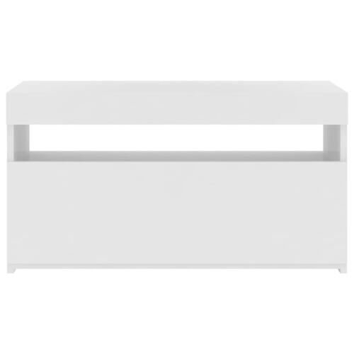 Tv-bord med LED-lys 75x35x40 cm hvid højglans