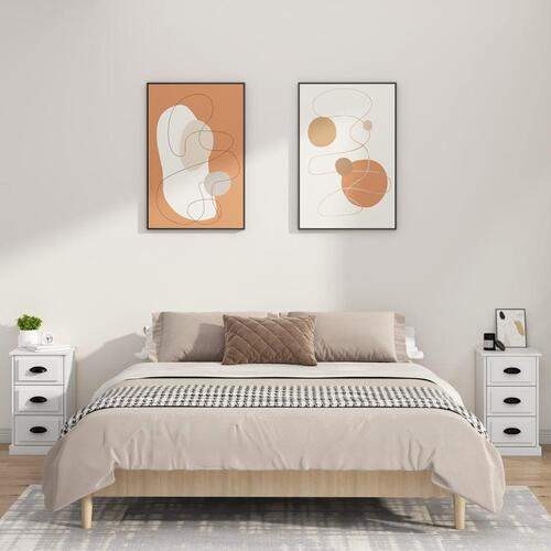 Sengebord 39x39x67 cm konstrueret træ hvid