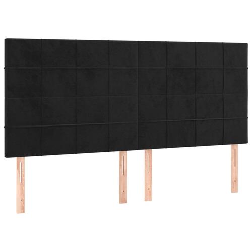 Sengegavle 4 stk. 90x5x78/88 cm fløjl sort
