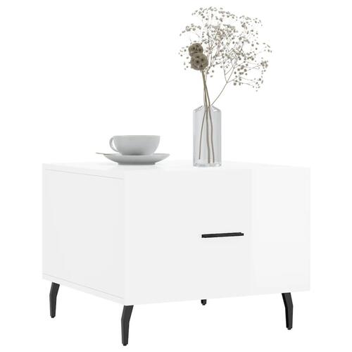 Sofaborde 2 stk. 50x50x40 cm konstrueret træ hvid højglans