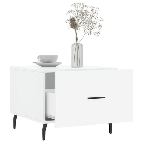 Sofaborde 2 stk. 50x50x40 cm konstrueret træ hvid højglans