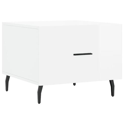 Sofaborde 2 stk. 50x50x40 cm konstrueret træ hvid højglans