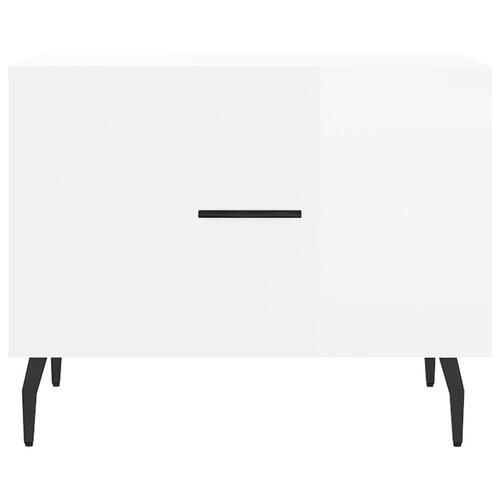 Sofaborde 2 stk. 50x50x40 cm konstrueret træ hvid højglans