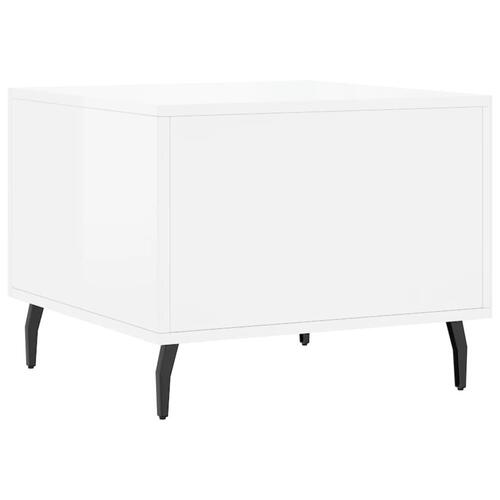 Sofaborde 2 stk. 50x50x40 cm konstrueret træ hvid højglans