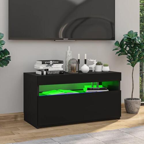 Tv-skab med LED-lys 75x35x40 cm sort højglans