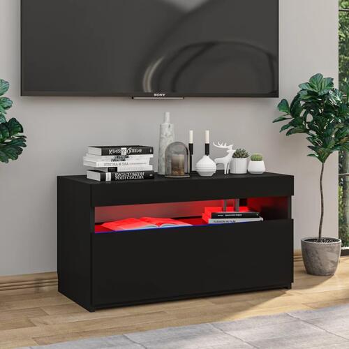 Tv-skab med LED-lys 75x35x40 cm sort højglans