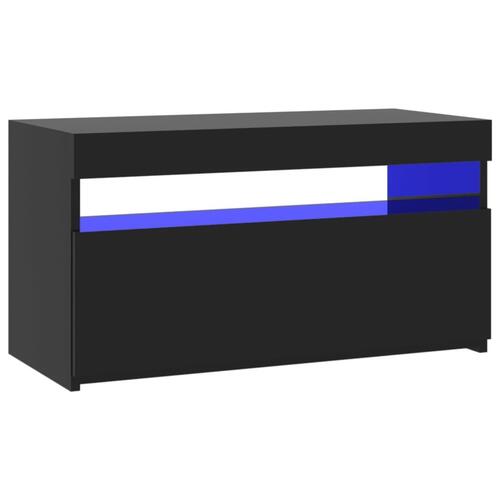 Tv-skab med LED-lys 75x35x40 cm sort højglans