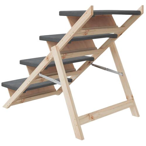 Hundetrappe 105x47 cm massivt fyrretræ grå