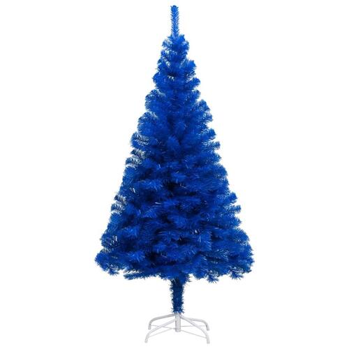 Kunstigt juletræ med lys og juletræsfod 120 cm PVC blå