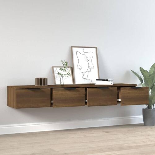 Vægskabe 2 stk. 68x30x20 cm konstrueret træ brunt egetræ