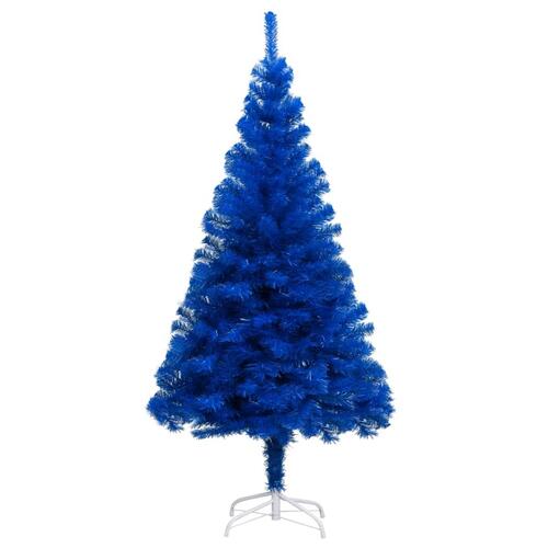 Kunstigt juletræ med lys og juletræsfod 150 cm PVC blå