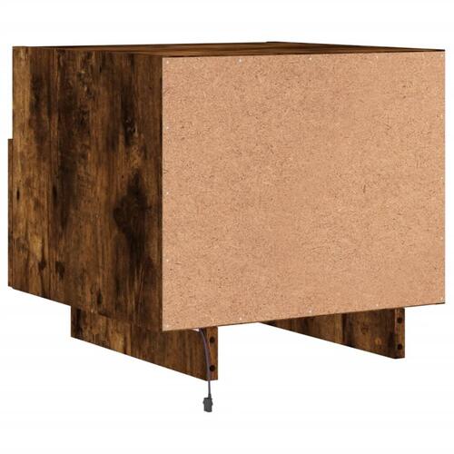 Sengeborde 2 stk. med LED-lys 40x39x37 cm røget egetræsfarve