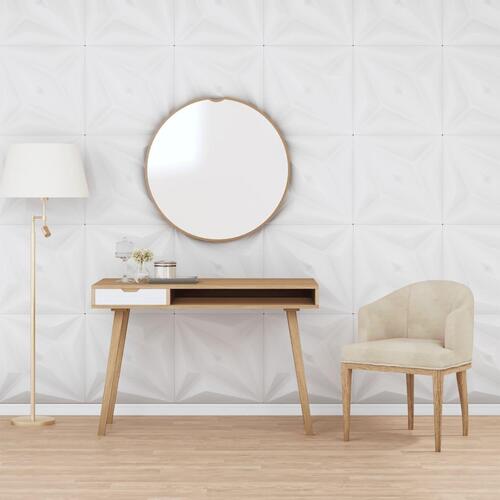 Vægpaneler 12 stk. 50x50 cm 3 m² XPS stjerne hvid