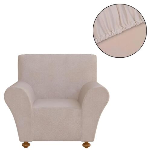 Sofaovertræk, stræk, beige, polyesterjersey
