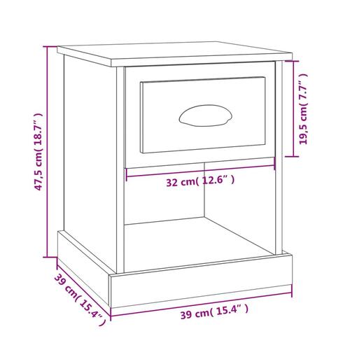 Sengeborde 2 stk. 39x39x47,5 cm konstrueret træ brunt eg