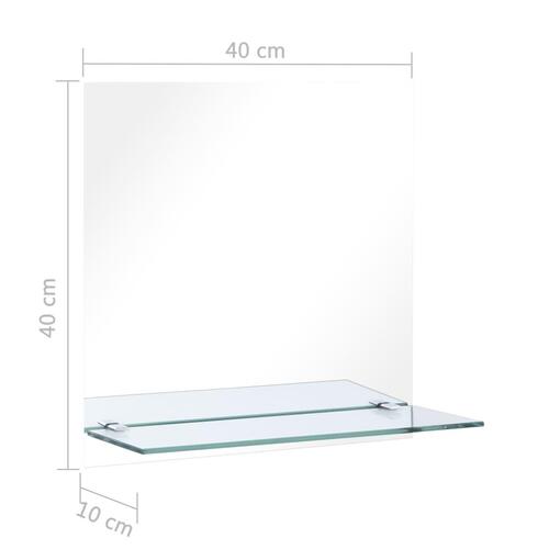 Vægspejl med hylde 40x40 cm hærdet glas