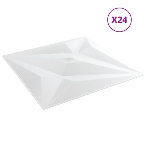 Vægpaneler 24 stk. 50x50 cm 6 m² XPS stjerne hvid
