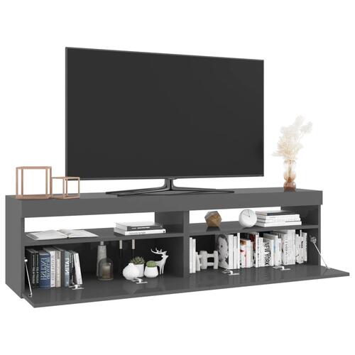 Tv-borde 2 stk. med LED-lys 75x35x40 cm grå højglans