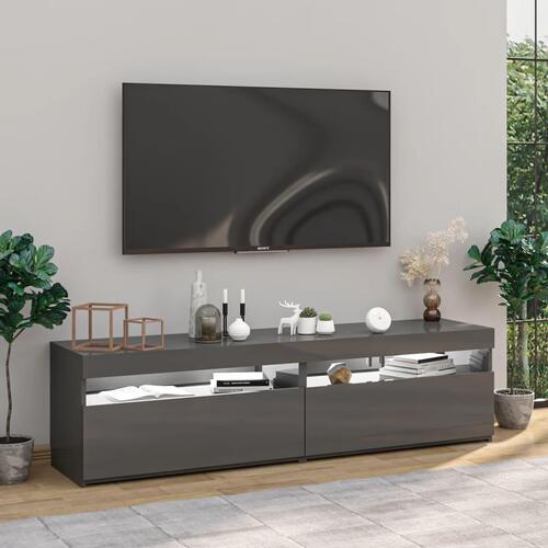 Tv-borde 2 stk. med LED-lys 75x35x40 cm grå højglans