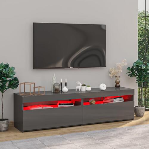 Tv-borde 2 stk. med LED-lys 75x35x40 cm grå højglans